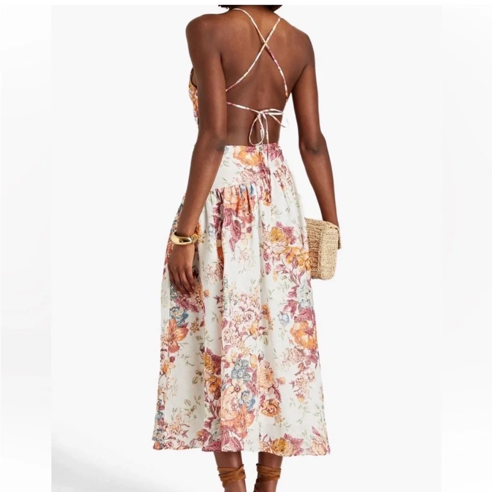 Zimmerman Cutout Floral-print MIDI Dress Size 2 (us 6/8) worn once! - Picture 2 of 5